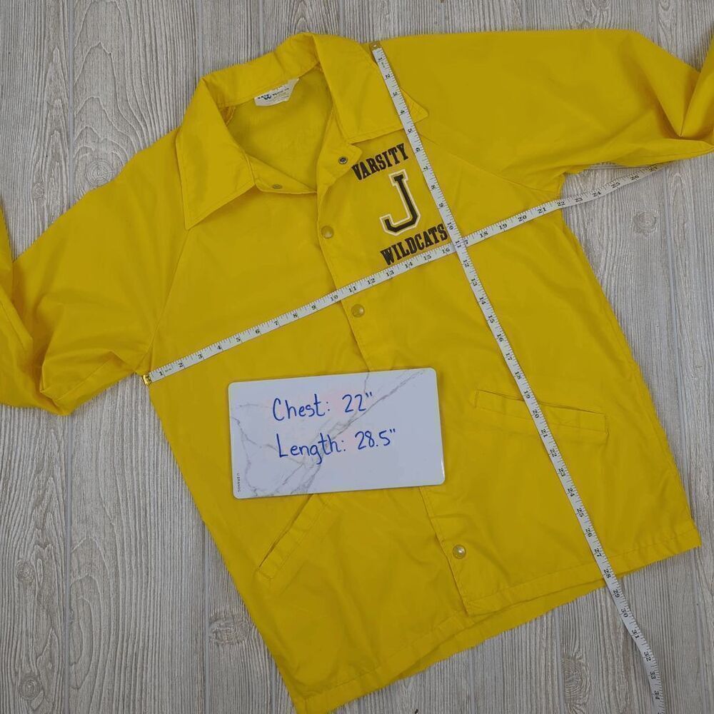 Vintage Yellow Windbreaker Varsity Wildcats Unlined Jacket Size Medium - Picture 6 of 8